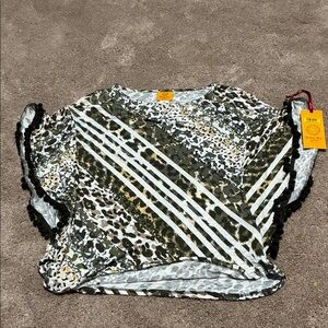 Ruby Rd. Green and White Patterned Blouse